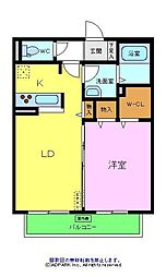 パークヒルズ陵南A 1LDKの間取図画像