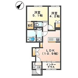 堺市中区深井清水町マンション 2LDKの間取図画像