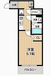 グランデュール長瀬 A棟 1Kの間取図画像