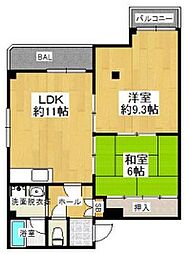 ファミリアムメゾン 4階2LDKの間取り