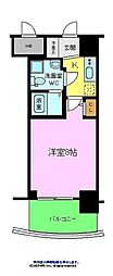 ラシーヌ宿院 6階1Kの間取り