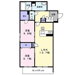 ＮＴ　Ｍａｉｓｏｎ　3 1階2LDKの間取り