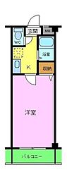 リトゥール中百舌鳥 4階1Kの間取り