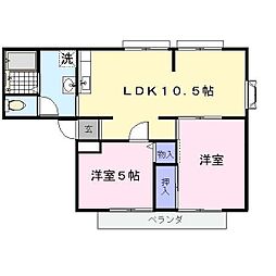 エクセルハイム 2階2LDKの間取り