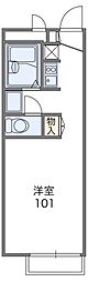 レオパレスけやき通り 2階1Kの間取り