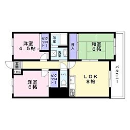 コーポレイトハウスダイリン 5階3LDKの間取り