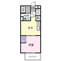 ディアコート村田 2階1DKの間取り