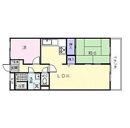 ビラージュ北花田 3階2LDKの間取り