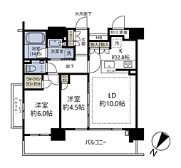 シティテラス横浜ノース 2LDKの間取図画像