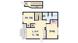 グランメール2 2LDKの間取図画像