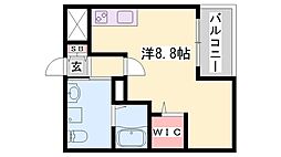 ソプラリア 1階ワンルームの間取り