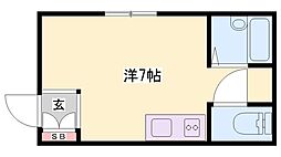 ワンルームみやび 1階ワンルームの間取り