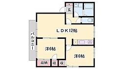 サニーハイツ田寺A棟 2LDKの間取図画像