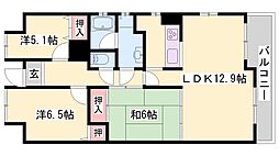 ネオハイツ今宿B棟 3LDKの間取図画像