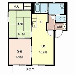 グリーンハイツA 2LDKの間取図画像
