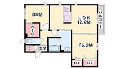 ハイツ宝和3 2LDKの間取図画像