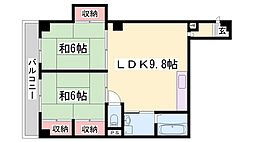 寿ハイツ 2LDKの間取図画像