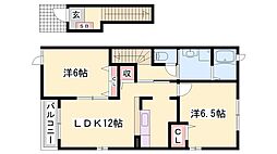 シンヴィオシスC 2LDKの間取図画像