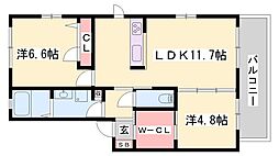 メゾン萩原 2LDKの間取図画像
