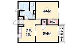 シャローガーデン 2DKの間取図画像