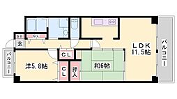ライオンズマンション姫路東今宿 2LDKの間取図画像