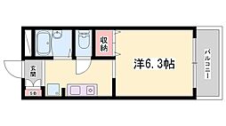 アミスタ花北 1Kの間取図画像