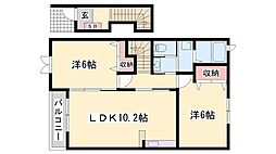 エクセラン播磨 2LDKの間取図画像