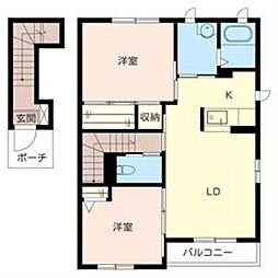 オアシスハイツB 2LDKの間取図画像