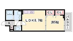 ソフイアコート加古川 1LDKの間取図画像