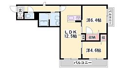 リメインらかんN棟 2LDKの間取図画像