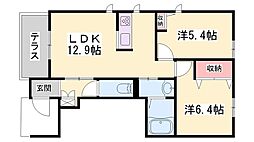 ピッソマリオB 2LDKの間取図画像