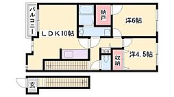 バルテュス広畑 2LDKの間取図画像