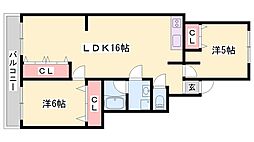 アネックス堂本 2LDKの間取図画像