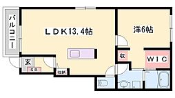 パジェール・トロワA棟 1LDKの間取図画像