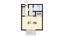 リベールやしろ 1Kの間取図画像