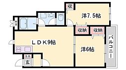 メゾン梅の郷A 2LDKの間取図画像
