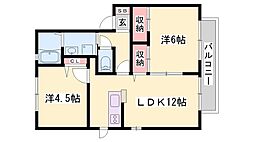 ハイツ熊見2A棟 2LDKの間取図画像