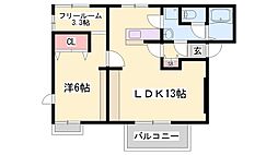 ハイツあわ 1LDKの間取図画像