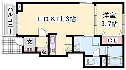 エクセラン國木2 1LDKの間取図画像