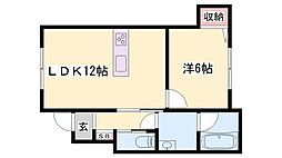 姫路市四郷町山脇アパート 1LDKの間取図画像