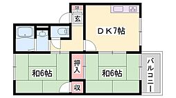 コーポシティ 2DKの間取図画像