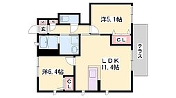 シャーメゾン浜の宮A棟 2LDKの間取図画像