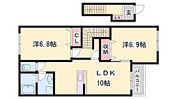 コートダイヤ 2LDKの間取図画像