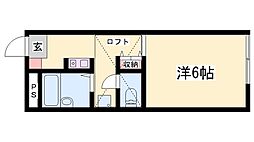 レオパレス佐保 1Kの間取図画像