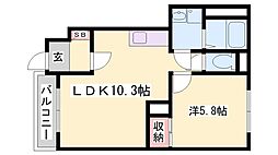 ディライトハウスホウデン 1LDKの間取図画像