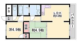 リープラス滝野社 2LDKの間取図画像