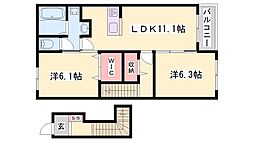 インプレスヴィラ3 2LDKの間取図画像