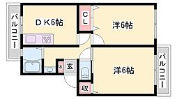 グリーンヒルズ土山 2DKの間取図画像