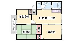サンフォーレハイツA棟 3LDKの間取図画像