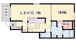 ジュワイユー・ベル2 1LDKの間取図画像
